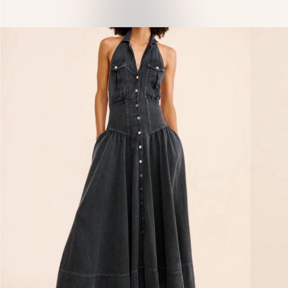 Free People Charcoal Halter Maxi Dress